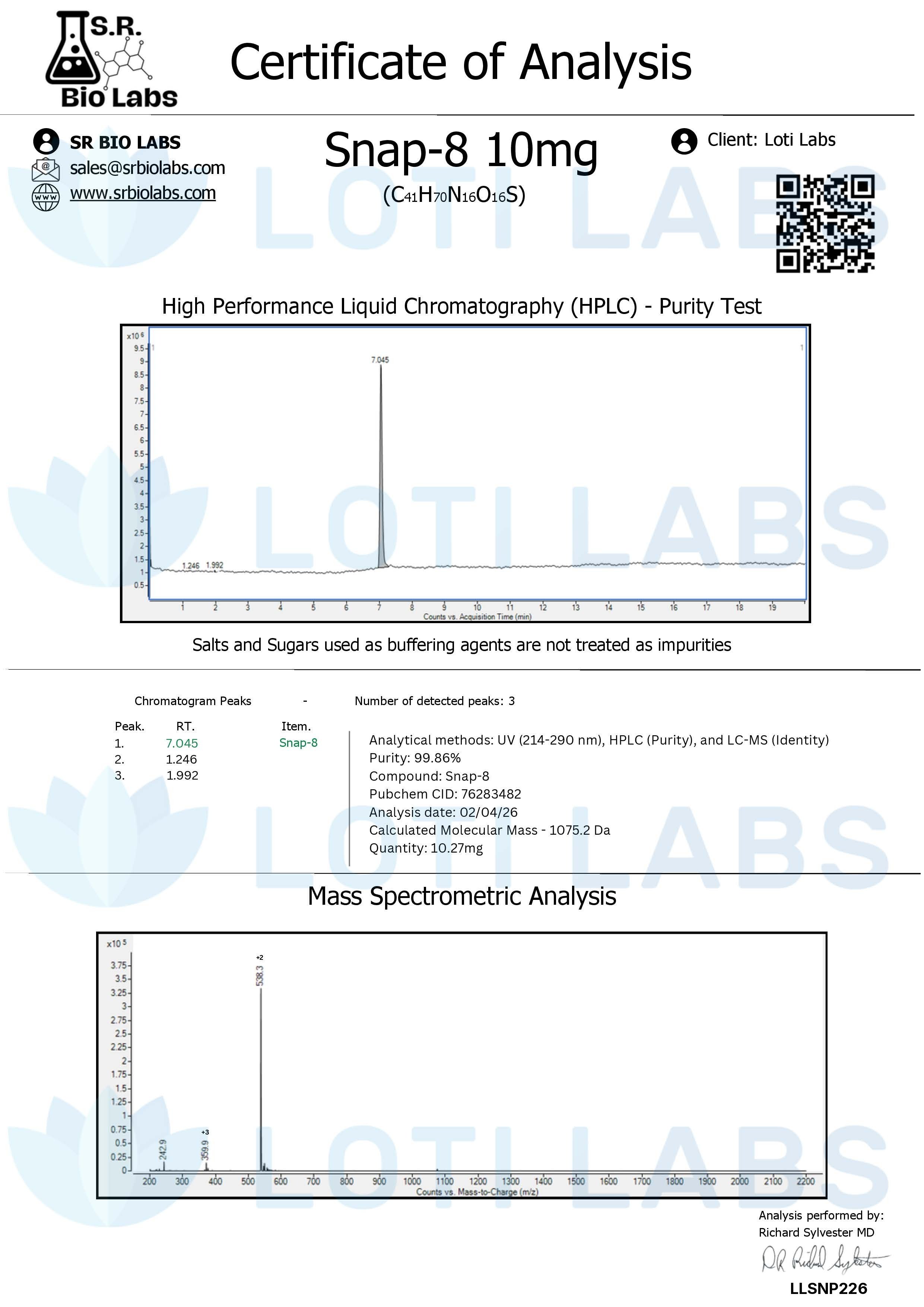 SNAP-8 10mg complete page preview